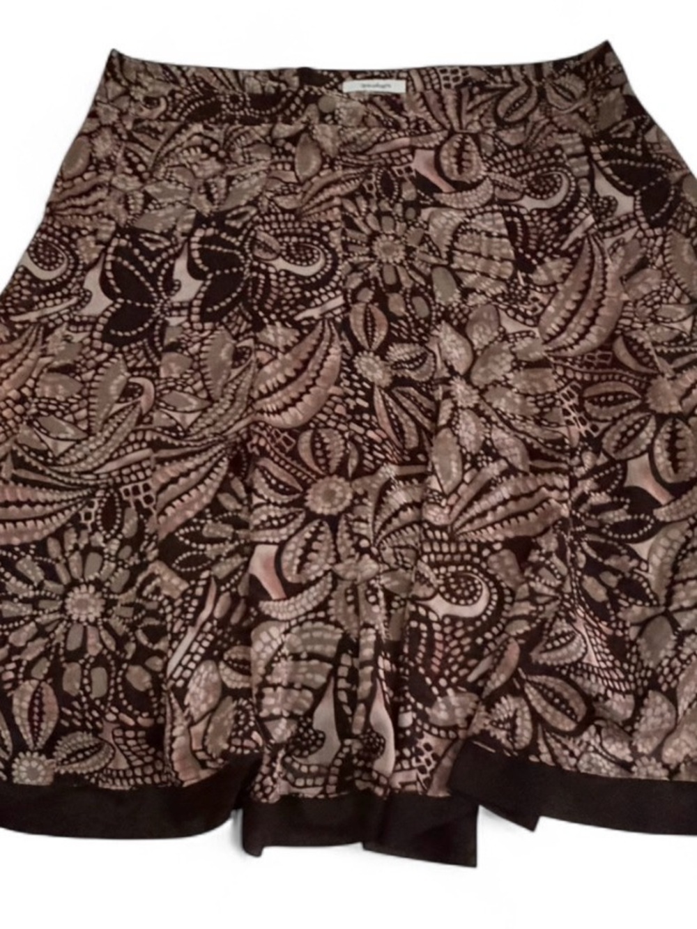 Dressbarn Brown and Pink Paisley Midi Flowy Skirt